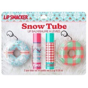 Lip Smacker Snow Tube Lip Balm & Key Chain 2 Packs Raspberry Apple Holiday